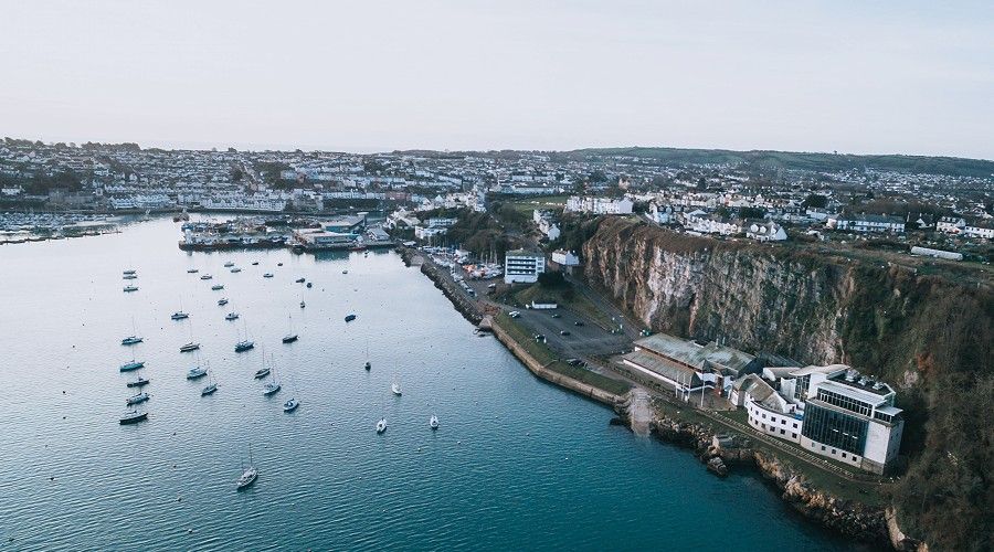 Drone photography of a harbour