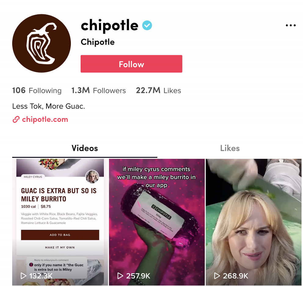 Chipotle TikTok Account