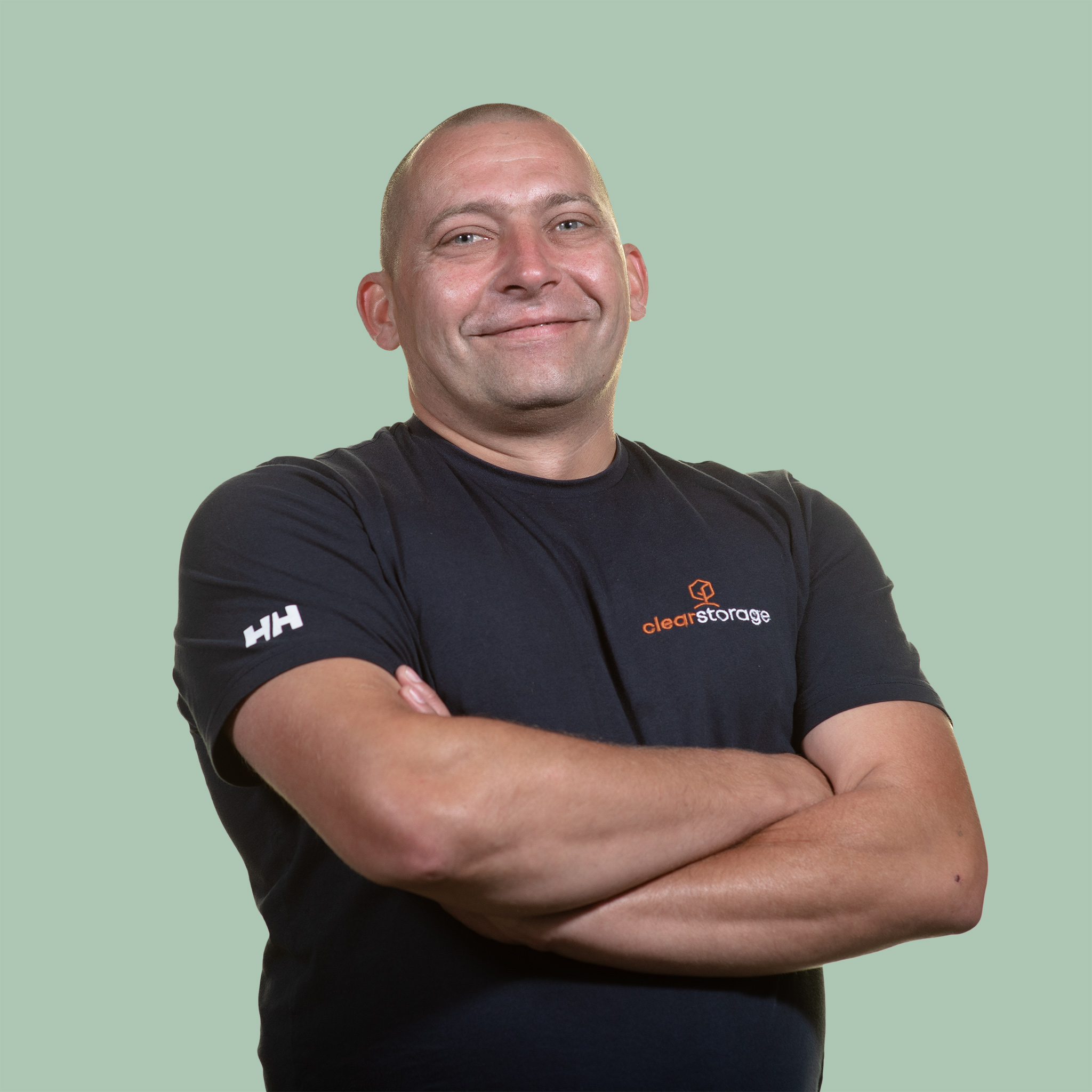 Headshot of a man in Clear storage uniform