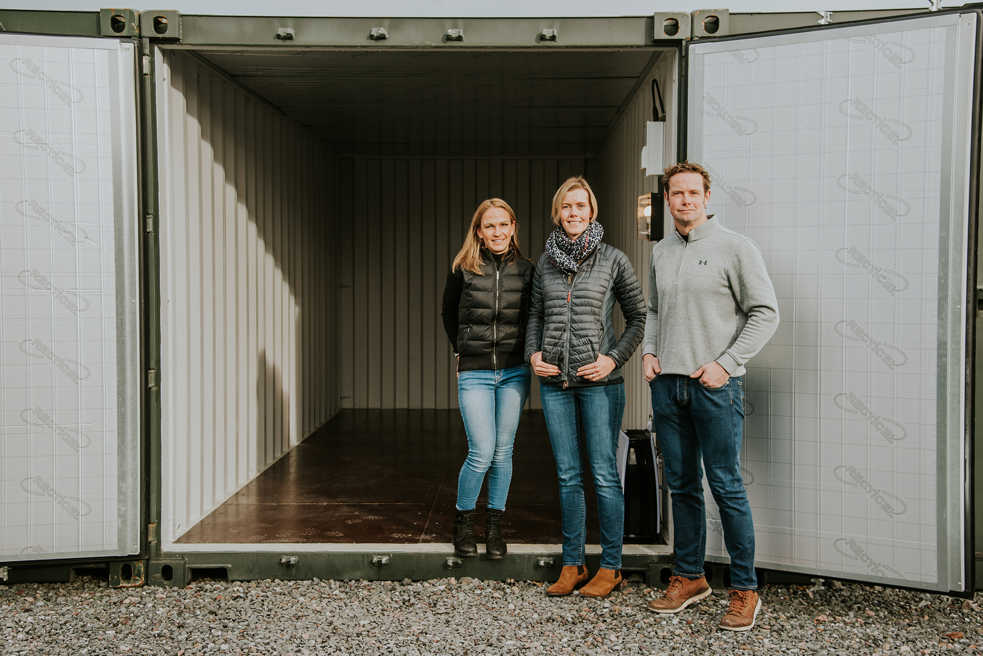 Clear Storage team stood in front of a container