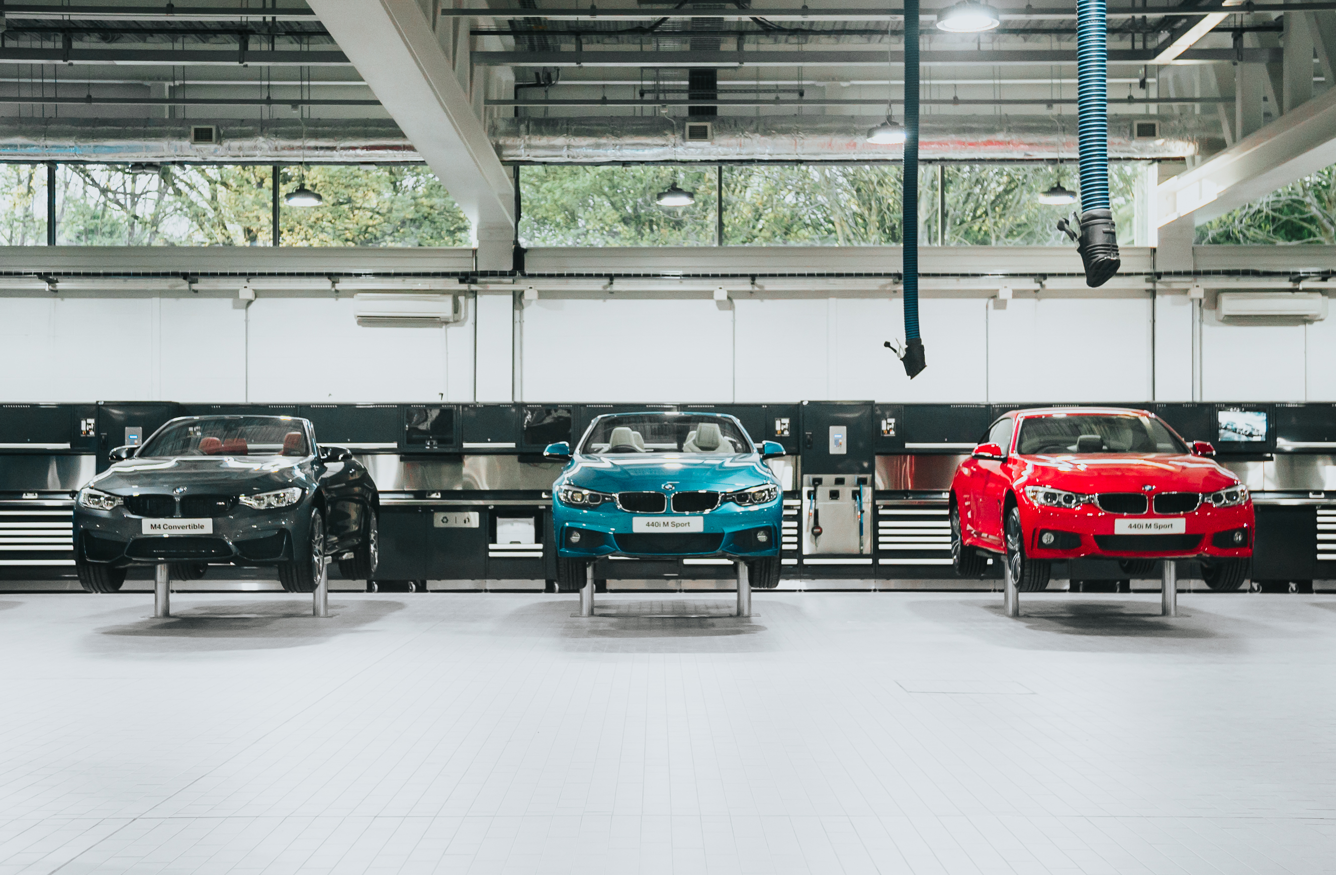 Cars in a BMW garage 