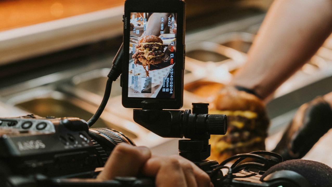 Filming a burger