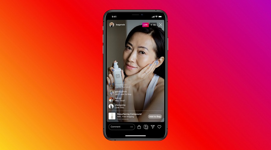 Facebook Shops livestreaming Mock-up